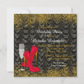 Treden In 60 Verjaardagsfeest Glitter Satijn Rood Kaart (Achterkant)