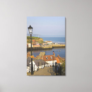 Treden naar de haven, Whitby, Noord Canvas Afdruk
