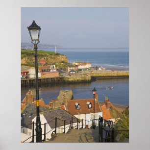 Treden naar de haven, Whitby, Noord Poster