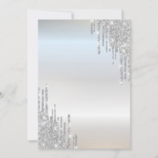 Tredny Elegant Silver Glitter Drips 80th Birthday Kaart (Achterkant)