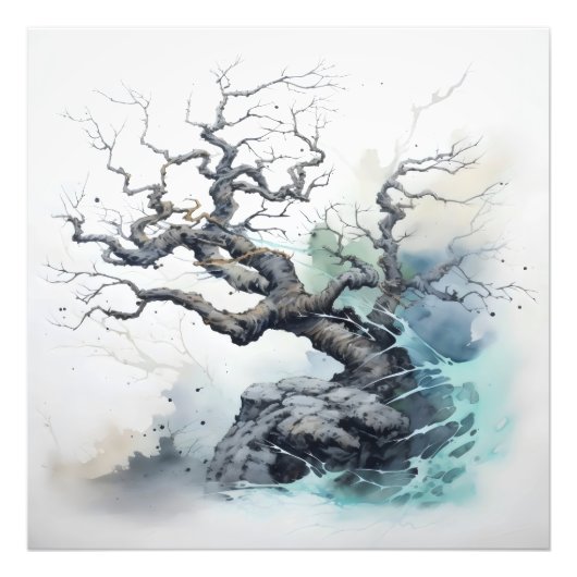 Tree Abstract Blue Foto Afdruk (Voorkant)