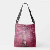 Tree Abstracte Art Roze Witte Bladeren Bruin Crossbody Tas (Voorkant)