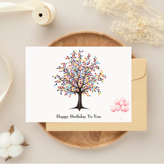  Tree and Balloon Birthday Kaart