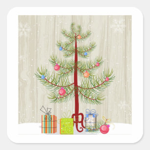 Tree and Gifts Square Sticker