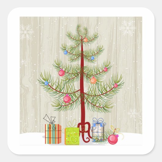 Tree and Gifts Square Sticker (Voorkant)