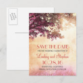 Tree and Love Birds Rustic  Bewaar de datum Aankondigingskaart (Voorkant / Achterkant)
