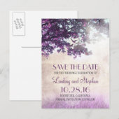 Tree and Love Birds Rustic  Bewaar de datum Aankondigingskaart (Voorkant / Achterkant)