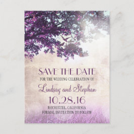 Tree and Love Birds Rustic  Bewaar de datum Aankondigingskaart