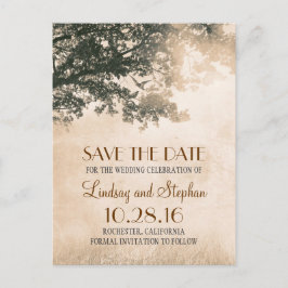 Tree and Love Birds Rustic Bewaar de datum Aankondigingskaart