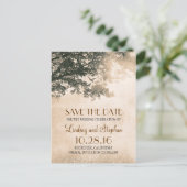 Tree and Love Birds Rustic  Bewaar de datum Aankondigingskaart (Staand voorkant)