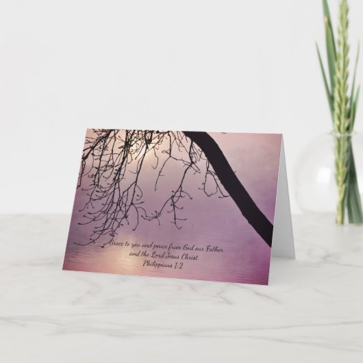 Tree Art Grace Bible Faith Kaart Philippians 1:2 (Voorkant)