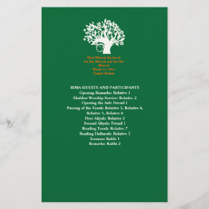 Tree Bar Mitswa Wedding 8,5" x 5,5" Programma Briefpapier