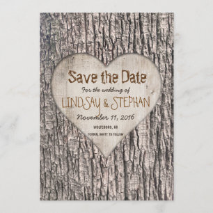 Tree Bark Save the Date Kaart