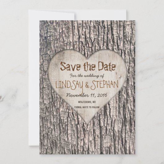 Tree Bark Save the Date Kaart (Voorkant)