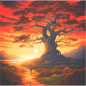  Tree bij zonsondergang Sticker (Voorkant)