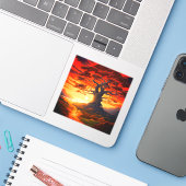  Tree bij zonsondergang Sticker (Laptop met iPhone)