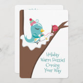 Tree bird breien naalden garen Kerstkaart (Voorkant / Achterkant)