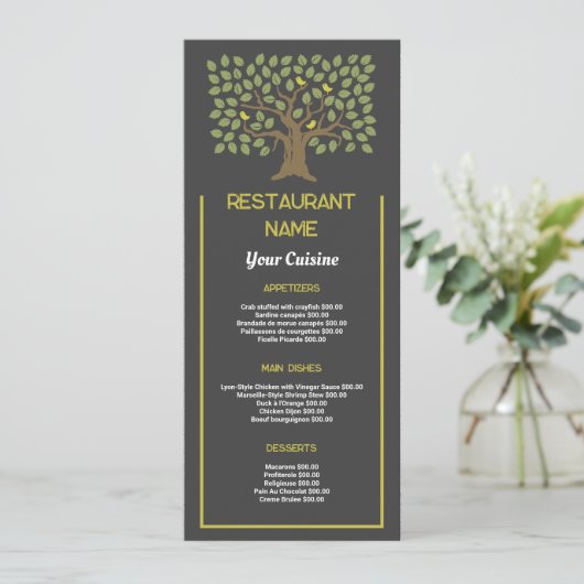 Tree Bird, Restaurant Slanke Menu (Staand voorkant)
