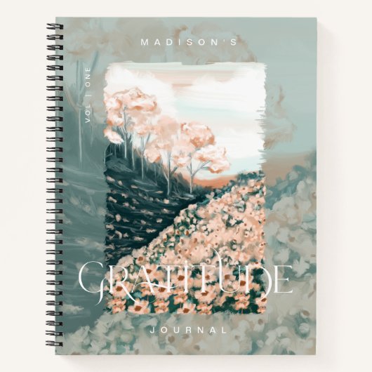 Tree Blossom Field gepersonaliseerde dankbaarheid  Notitieboek (Voorkant)