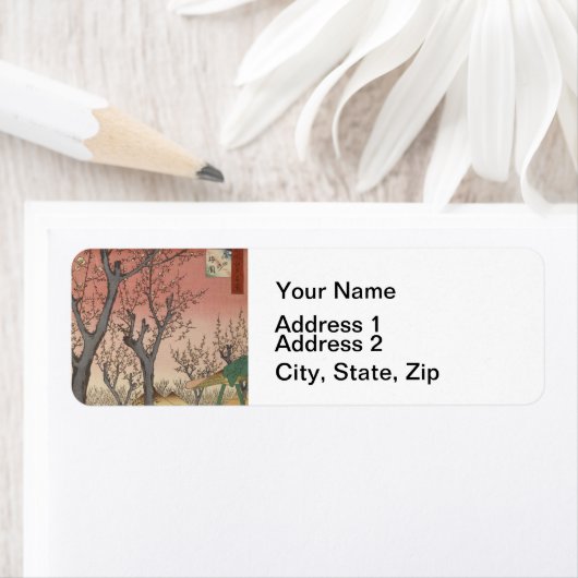 Tree Blossom Plum Garden Japans Woodblock Etiket (Insitu)