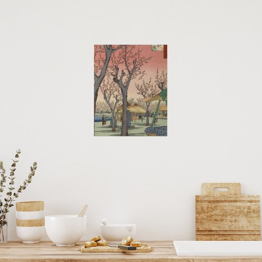 Tree Blossom Plum Garden Japans Woodblock Poster (Keuken)
