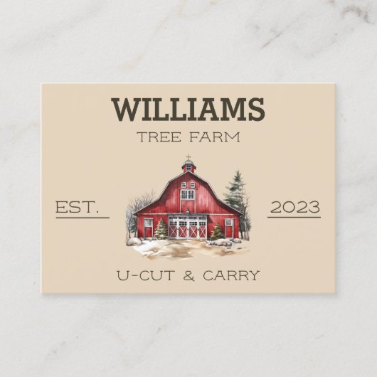 Tree Boerderij Evergreen Barn Visitekaartje (Voorkant)
