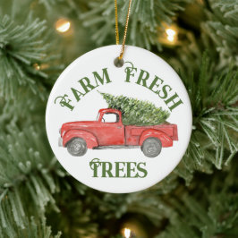 Tree Boerderij Rode Kersttruck Keramisch Ornament