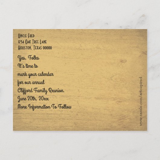  Tree Branch Banner Sla de datum op Aankondigingskaart (Achterkant)