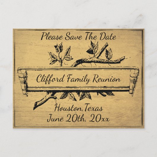 Tree Branch Banner Sla de datum op Aankondigingskaart (Voorkant)