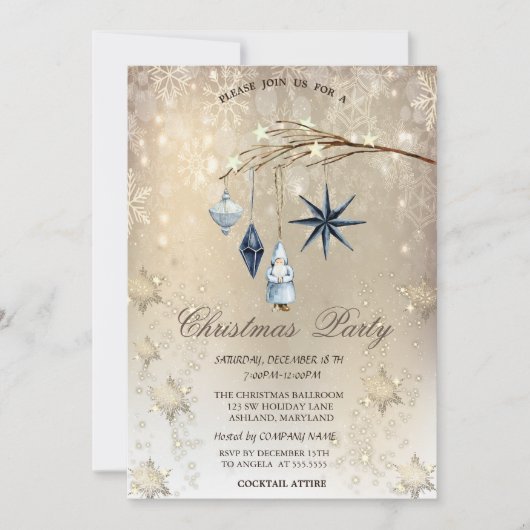 Tree Branch Decorations Sneeuwvlokken Goud Kaart (Voorkant)