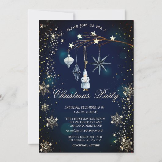 Tree Branch Decorations Snowflakes Blue Kaart (Voorkant)