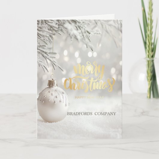 Tree Branch White Christmas Ball Christmas Company Feestdagen Kaart (Voorkant)