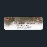 Tree Branches,Balls,Snowflake Rose Gold Christmas Etiket<br><div class="desc">Adorable pine tree branches with Christmas ornaments on white background. An elegant and sophisticated design. Customize with your name and address details.</div>