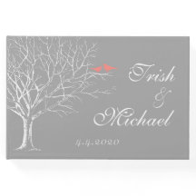 Tree Branches Grijze Koraal Vogels Wedding Guestbo