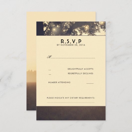 Tree Branches Lights Bruiloft RSVP Kaarten (Voorkant / Achterkant)