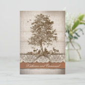 Tree Burlap Lace Rustiek Romantisch vrijgezellenfe Kaart (Staand voorkant)