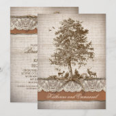 Tree Burlap Lace Rustiek Romantisch vrijgezellenfe Kaart (Voorkant / Achterkant)