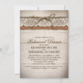 Tree Burlap Place Rustiek Romantisch Repetitie Din Kaart (Achterkant)