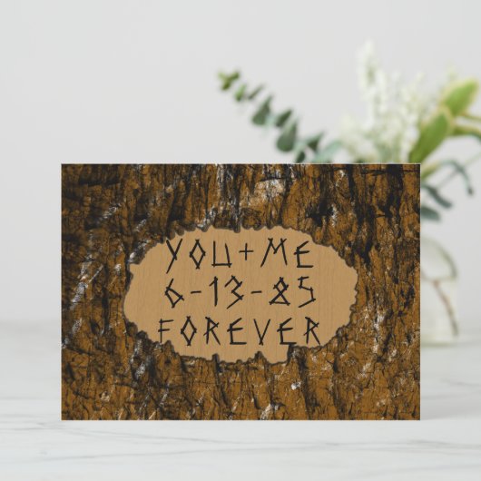 Tree Carving Invite Kaart (Staand voorkant)