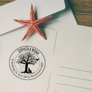 Tree Cat Return Address Family, Cirkel Rubberstempel