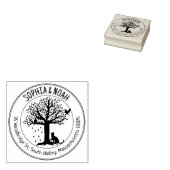 Tree Cat Return Address Family, Cirkel Rubberstempel (Gestempeld)