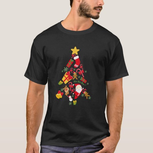 tree Christmas holiday gift funny Santa T-shirt (Voorkant)