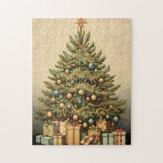 Tree Christmas Winter Aged Decoupage Legpuzzel (Verticaal)
