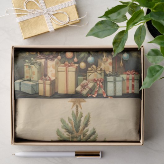 Tree Christmas Winter Aged Decoupage Tissuepapier (Geschenk)