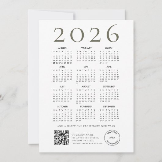 Tree Company logo 2026 Calendar Merry Christmas Feestdagenkaart (Achterkant)