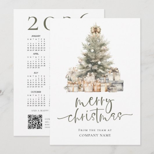 Tree Company logo 2026 Calendar Merry Christmas Feestdagenkaart (Voorkant / Achterkant)