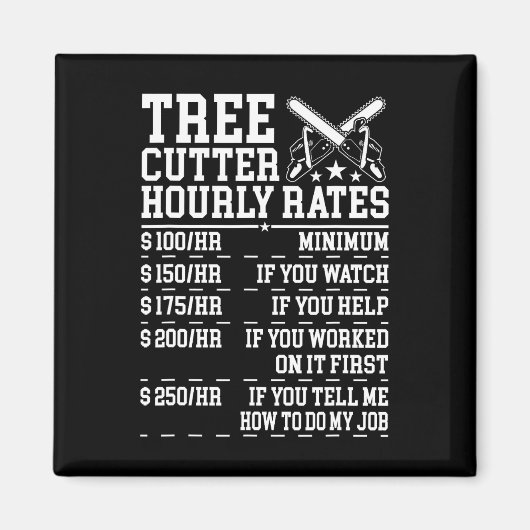 Tree Cutter Hourly Rate Funny Lumberjack Arborist  Magneet (Voorkant)