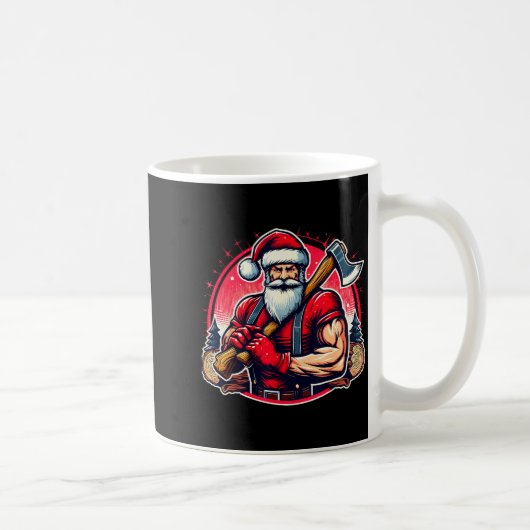 Tree Cutter Santa Funny Lumberjack Christmas Logge Koffiemok (Rechts)