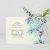 Tree Dusty Blue Wedding Invitation Kaart (Staand voorkant)