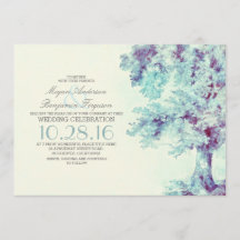 Tree Dusty Blue Wedding Invitation